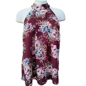 Blue Rain, High Neck Sleeveless Blouse Size M